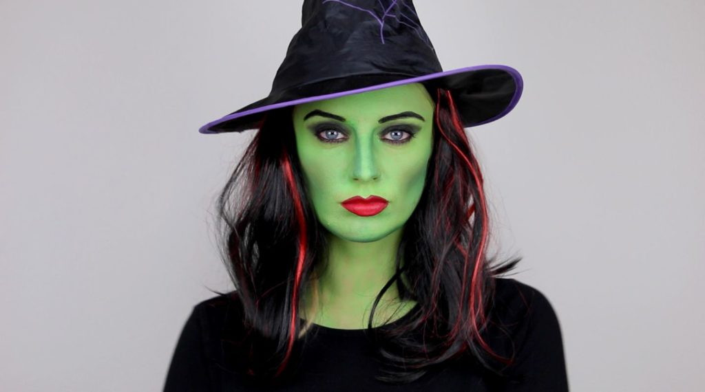 maquillado de bruja color verde