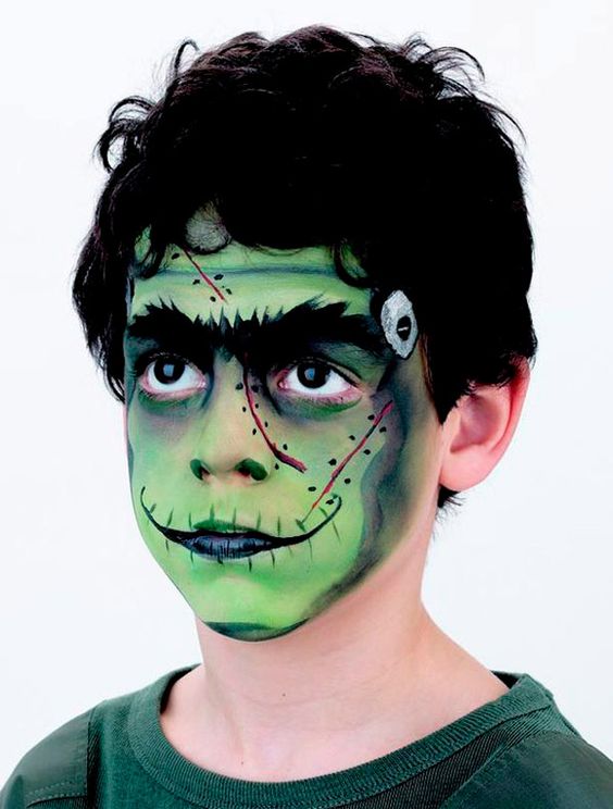 maquillaje de niño verde